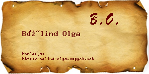 Bálind Olga névjegykártya
